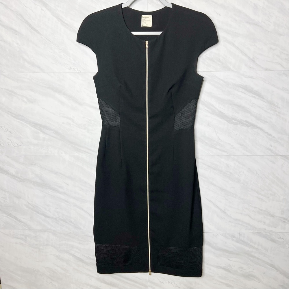 L'AGENCE Black Zip Front Mesh Cut Out Dress 4